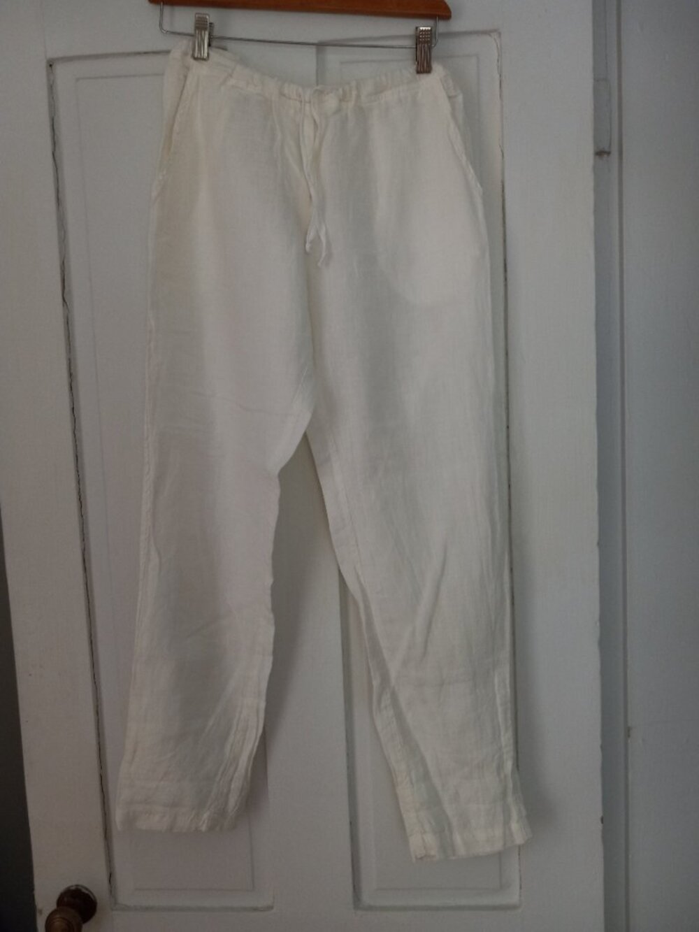 CP SHADES WHITE HAMPTON LINEN PANTS S